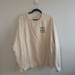 Old Navy Cream Crewneck Sweatshirt with 'Ghouls and Witches Social Club' Print